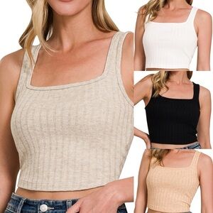 ⚡️ “ Sundial Tank ” Cropped Square Neck Tank | Various Colors